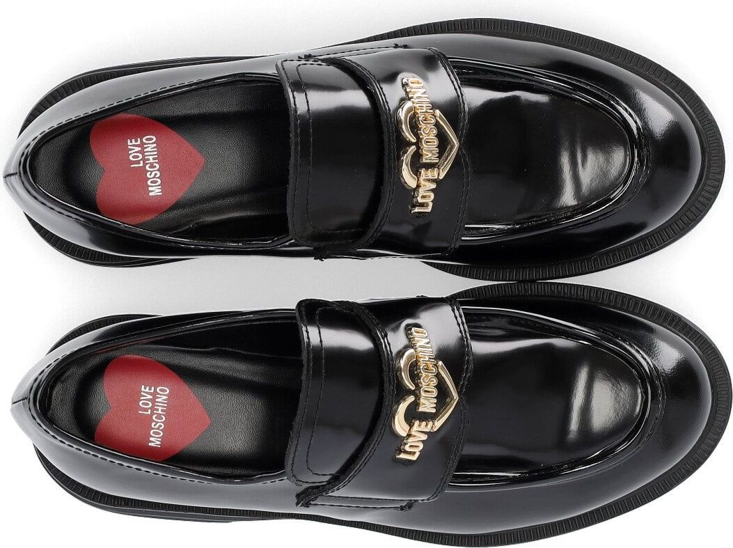 Love Moschino Black Platform Loafer With Logo Black Zwart