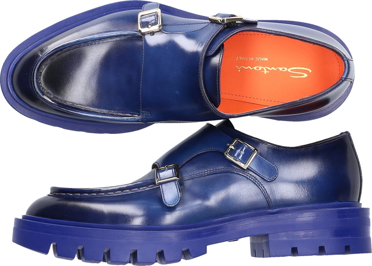 Santoni Monk Shoes Calfskin Milton Blauw
