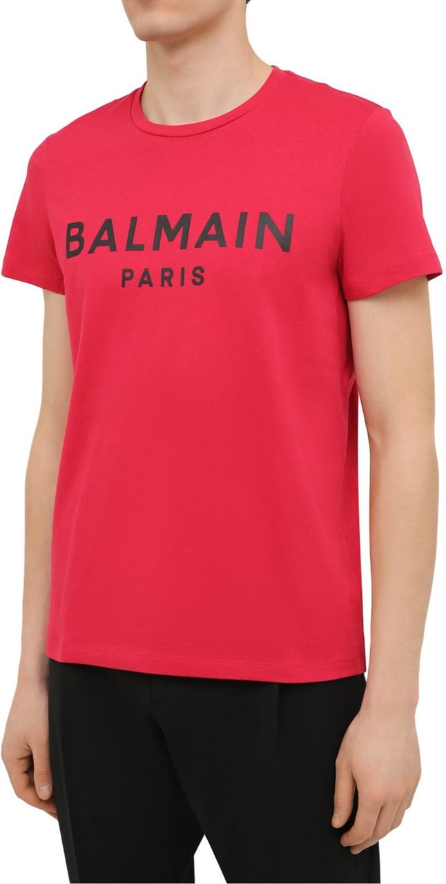 Balmain Balmain Cotton Logo T-Shirt Rood