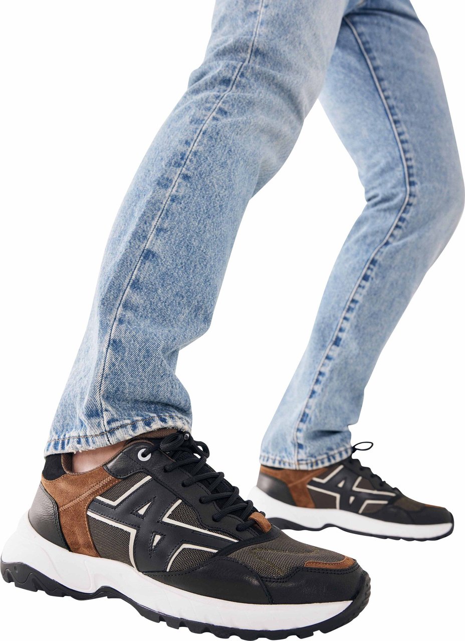 Nubikk Ross Trek Edge M | Combi Bruine Sneakers Zwart