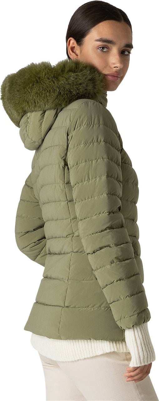 Peuterey Slim down jacket with fur Groen