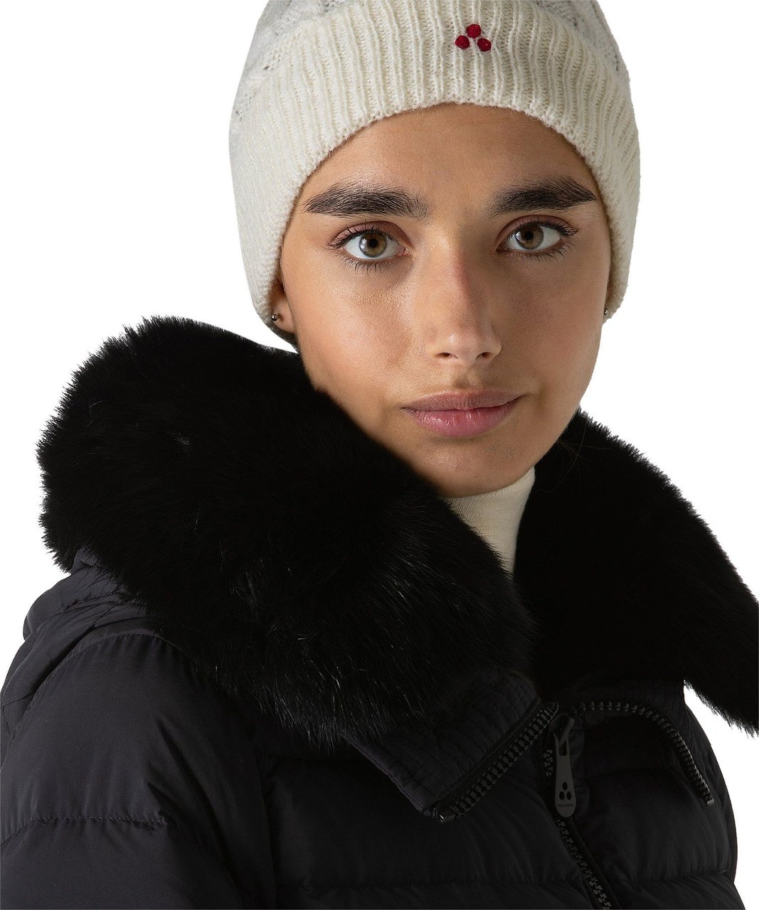 Peuterey Long down jacket with matching colour fur Zwart