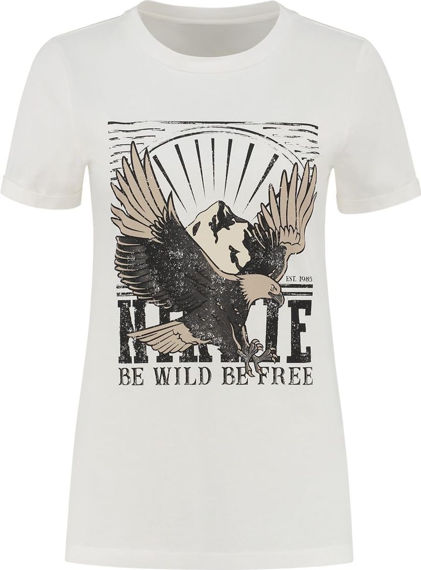 Nikkie Eagle Boyfriend Roll Up T-shirt Wit