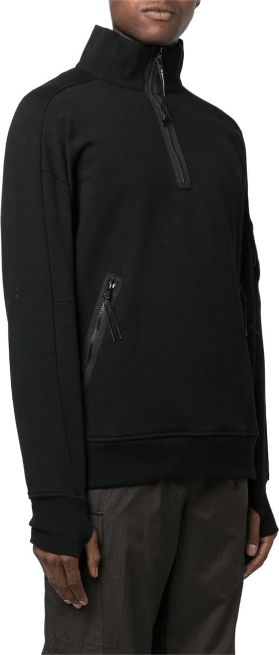 CP Company Diagonal Embossed Fleece Half-Zip Sweatshirt Zwart