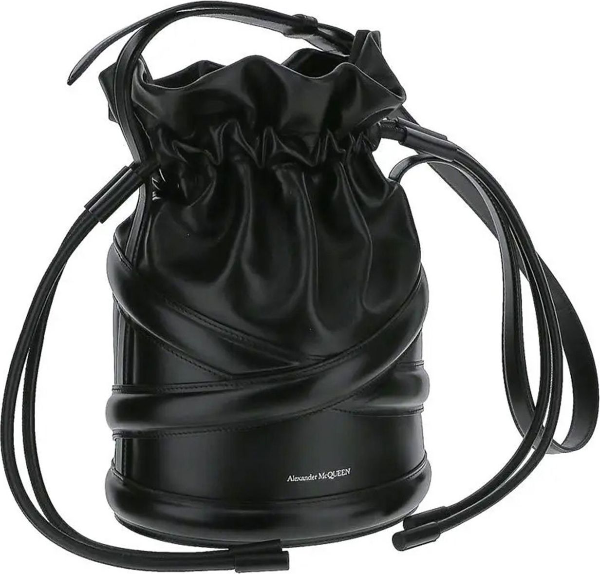 Alexander McQueen The Soft Curve bucket bag - black | Winkelstraat.nl