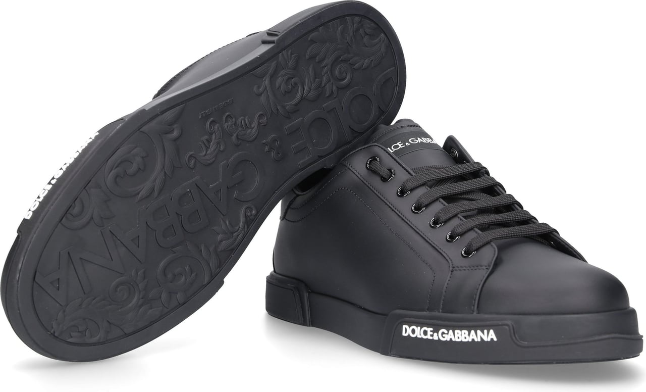 Dolce & Gabbana Men Low-Top Sneakers PORTOFINO Nappa Leather - Shaggy Zwart
