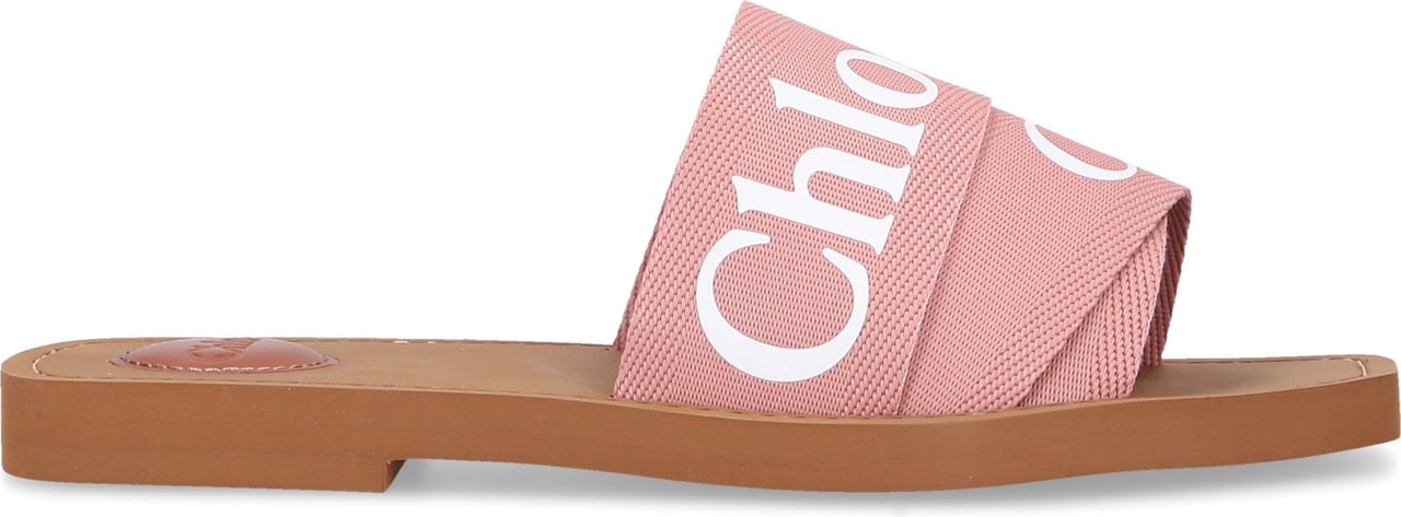 Chloé Sandals Woody Cotton Fuji Rood