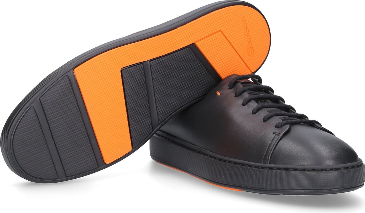 Santoni Men Low-Top Sneakers Calfskin - Italy Zwart