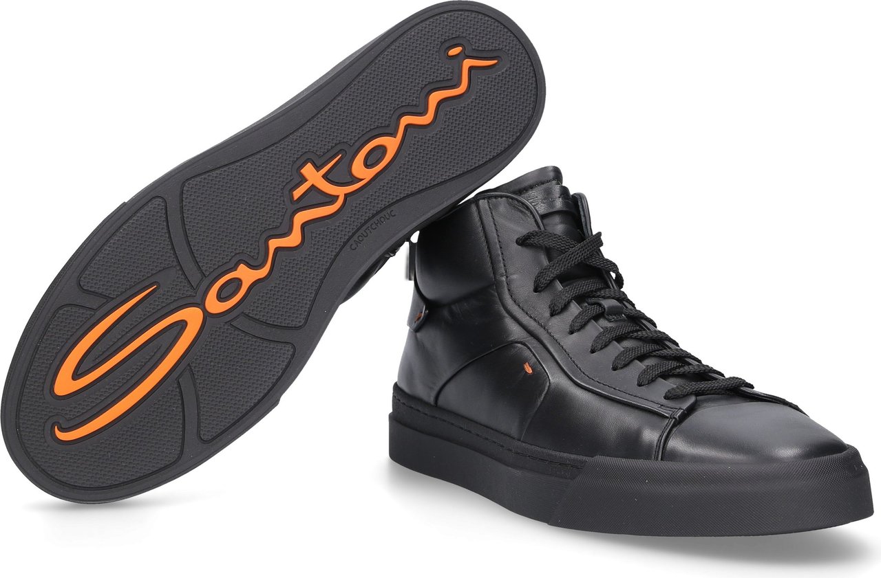 Santoni High-top Sneakers Calfskin Corso Zwart