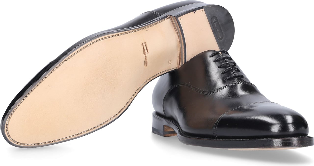 Santoni Business Shoes Oxford Calfskin Aperto Zwart