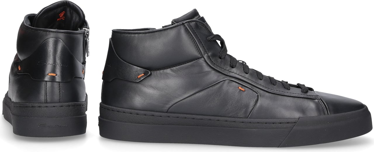 Santoni High-top Sneakers Calfskin Corso Zwart