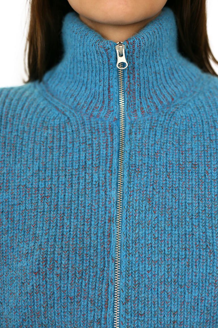 MM6 Maison Margiela Ls Knit Zip Sweater Vibrant Blue Blauw
