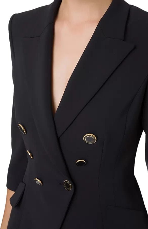 Elisabetta Franchi Black Double-breasted Jacket Black Zwart