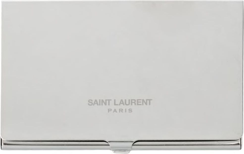 Saint Laurent Palladium Metal Card Case Zilver