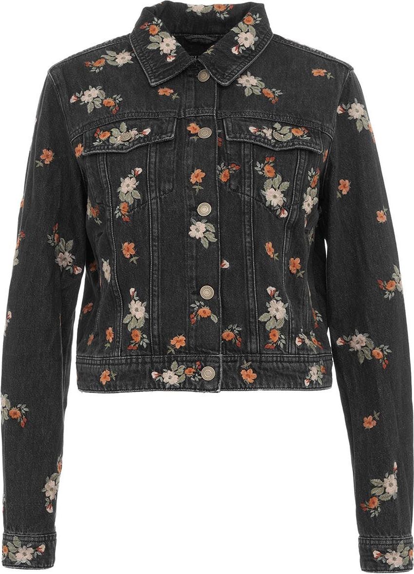 Guess Denim Jacket With Embroideries Gray Grijs