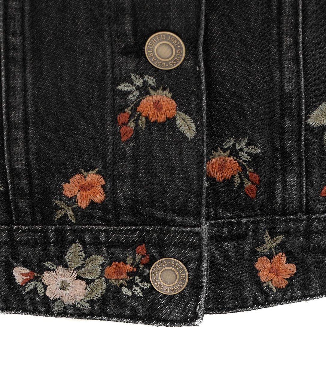 Guess Denim Jacket With Embroideries Gray Grijs