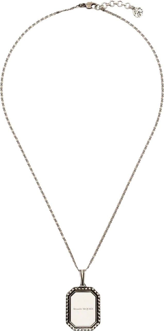 Alexander McQueen logo-engraved pendant necklace Metallic