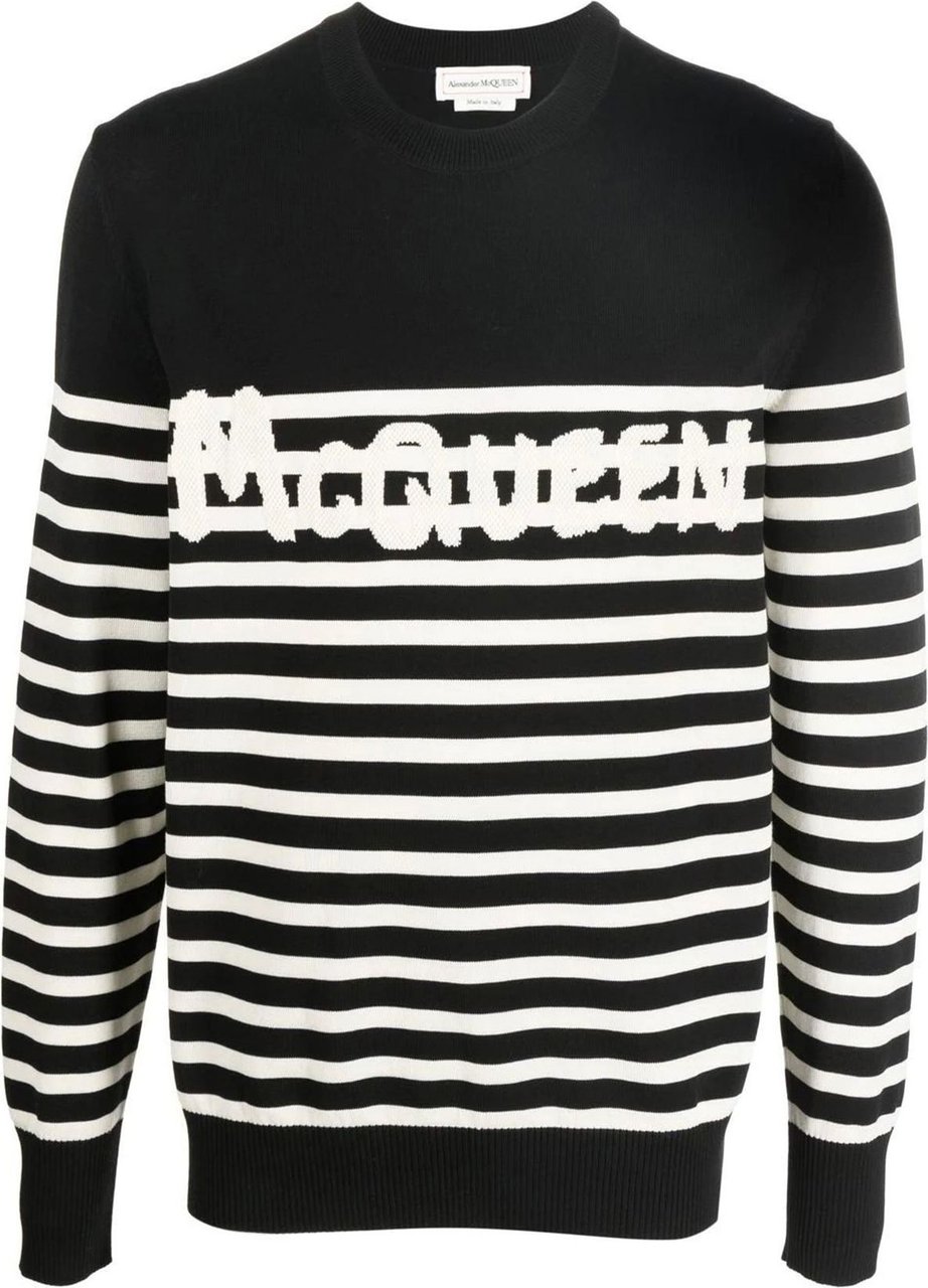 Alexander McQueen logo-knit striped cotton jumper Divers