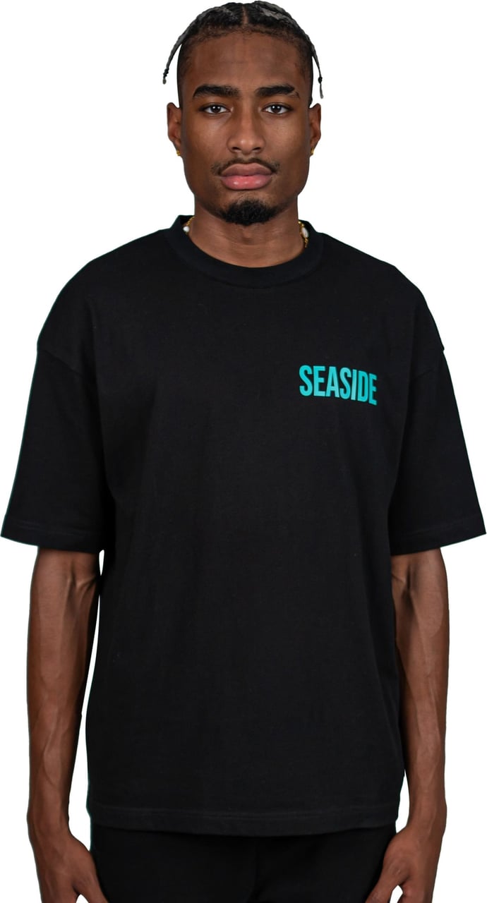 Seaside Seaside Esntls T-shirt Black/Turquoise Zwart