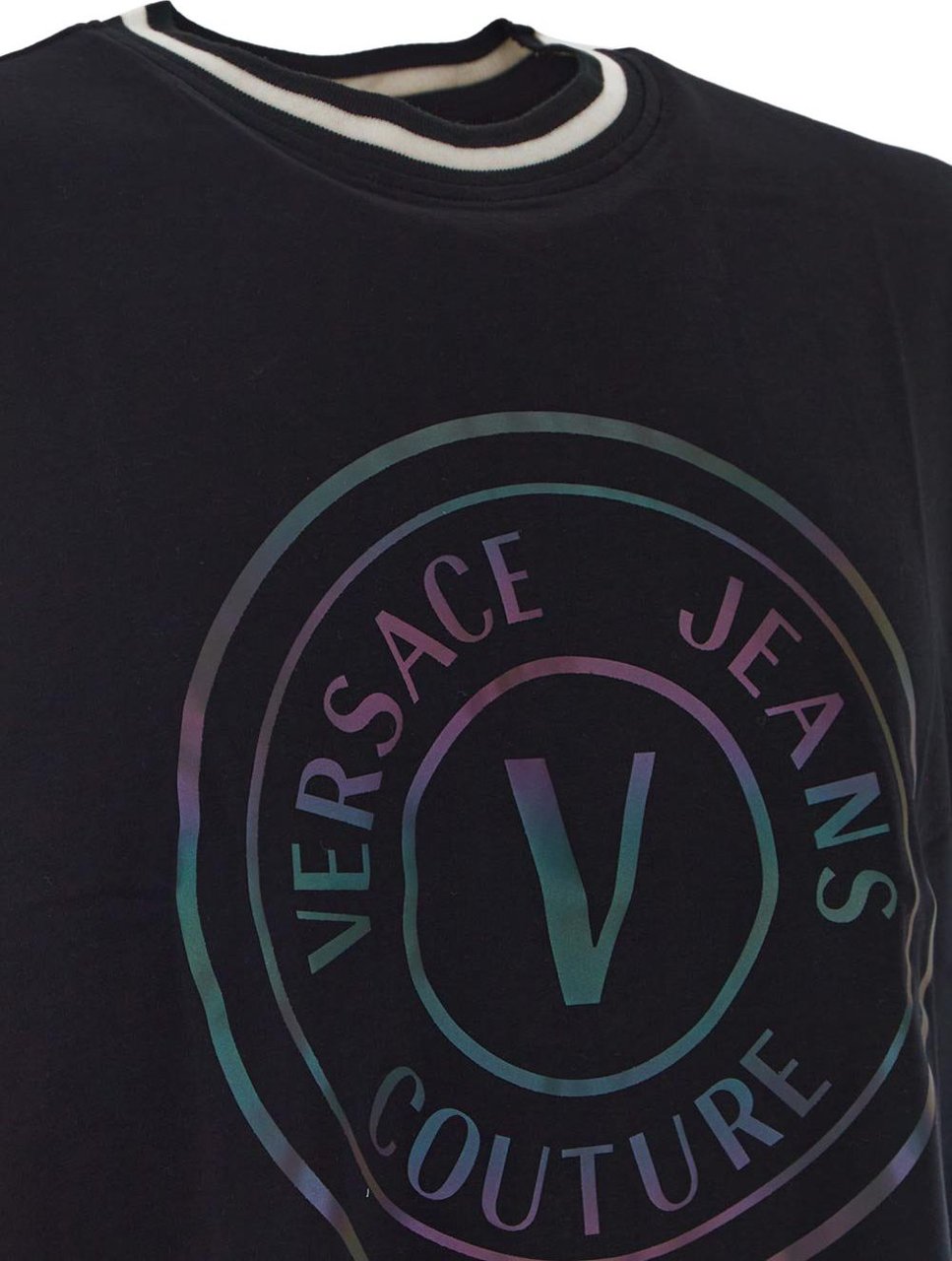 Versace Jeans Couture Reflective Logo Tee Zwart