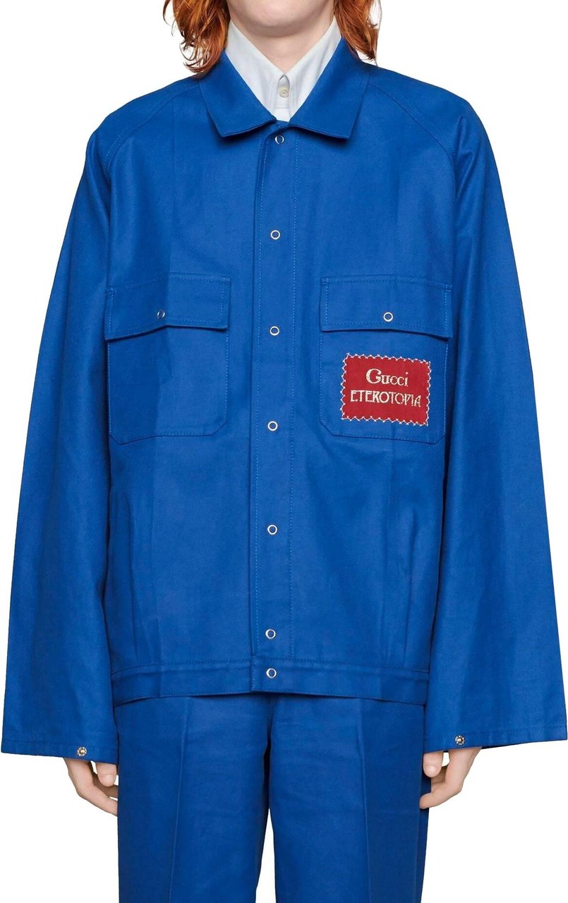 Gucci Gucci Eterotopia-Patch Oversized Jacket Blauw