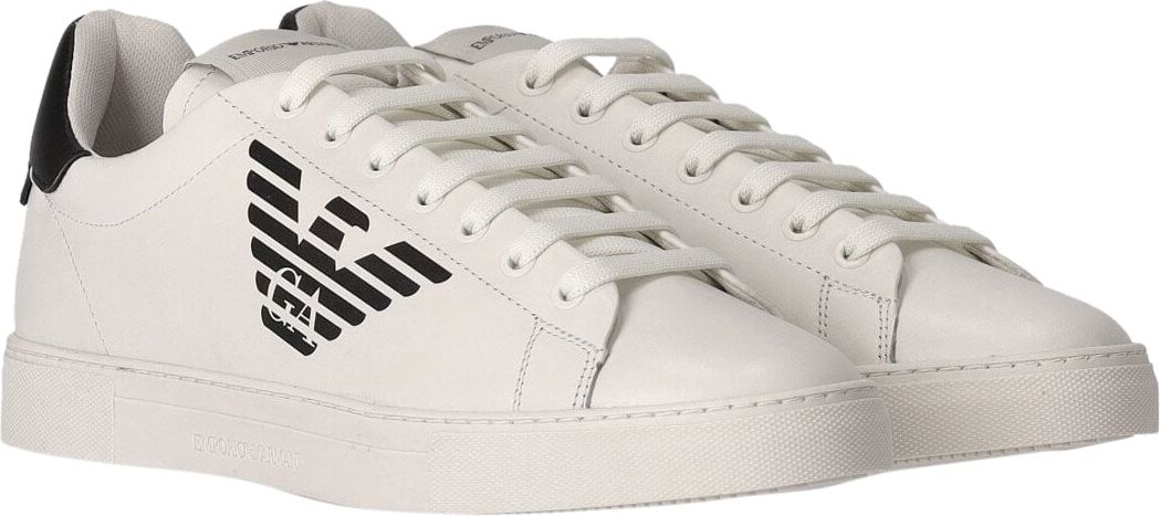 Emporio Armani White Black Sneaker With Logo White Wit
