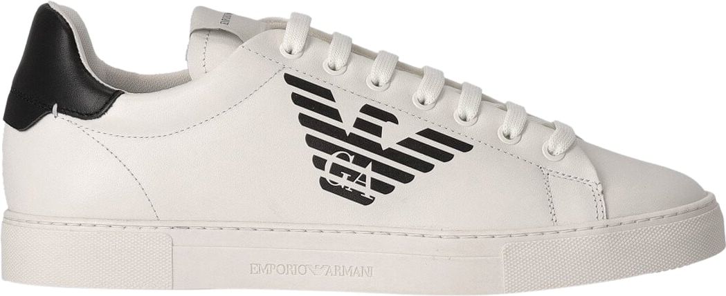 Emporio Armani White Black Sneaker With Logo White Wit