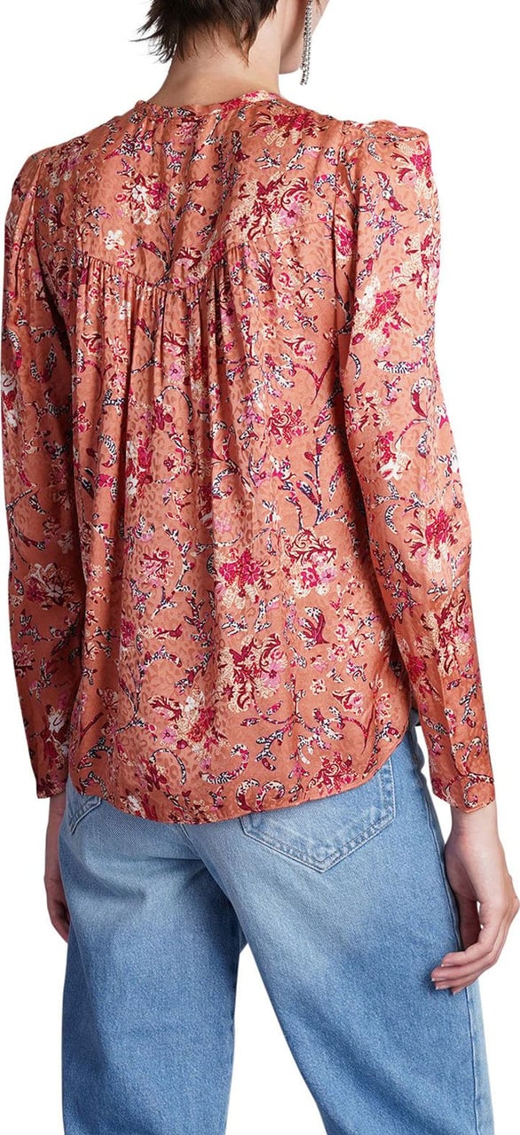 Isabel Marant Etoile floral-print silk blouse Roze