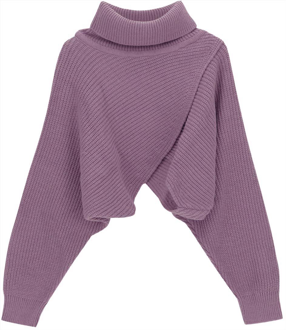 MSGM Crop Lilac Knit Sweater Paars
