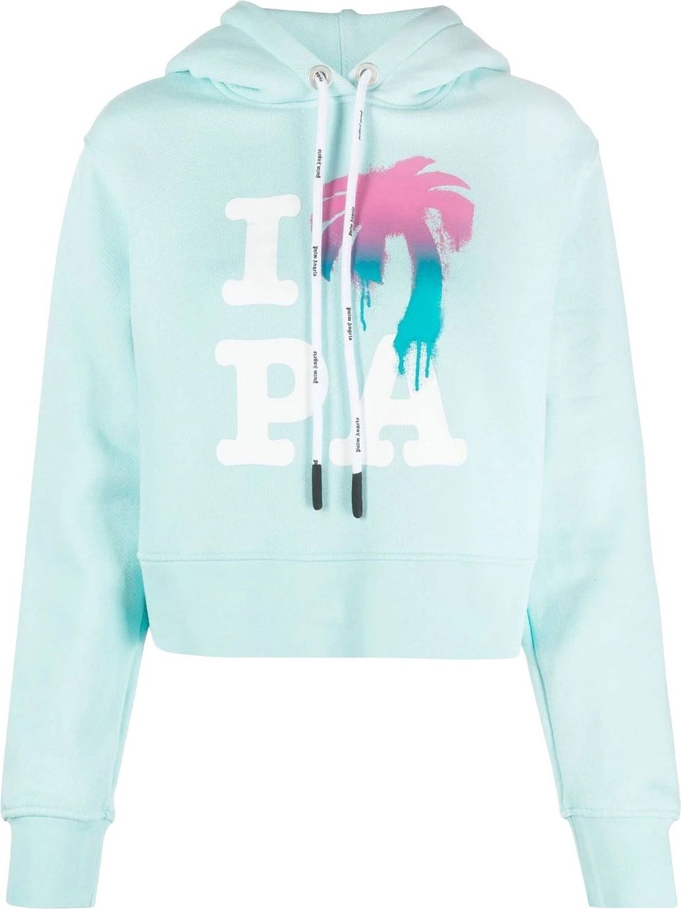 Palm Angels logo-print cotton hoodie Blauw