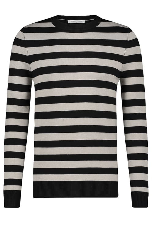 Purewhite Knitted Striped Sweater - Black / Grey