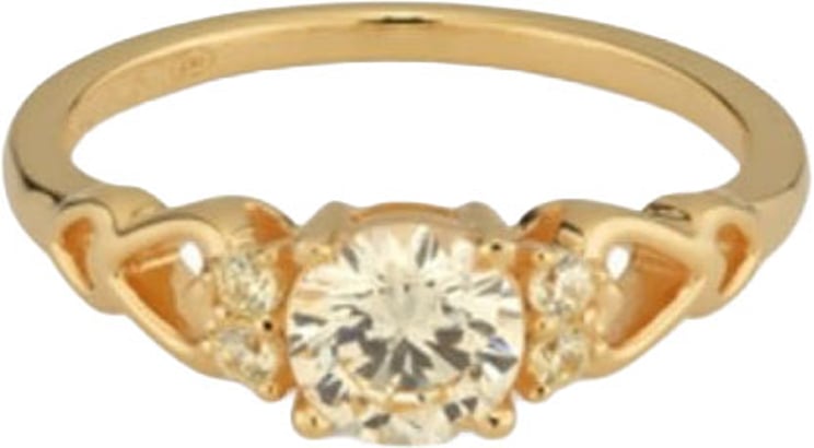 24Kae 24Kae Ring 12444Y/52 Zilver met Geelgouden plating en groene zirkonia's Maat 52