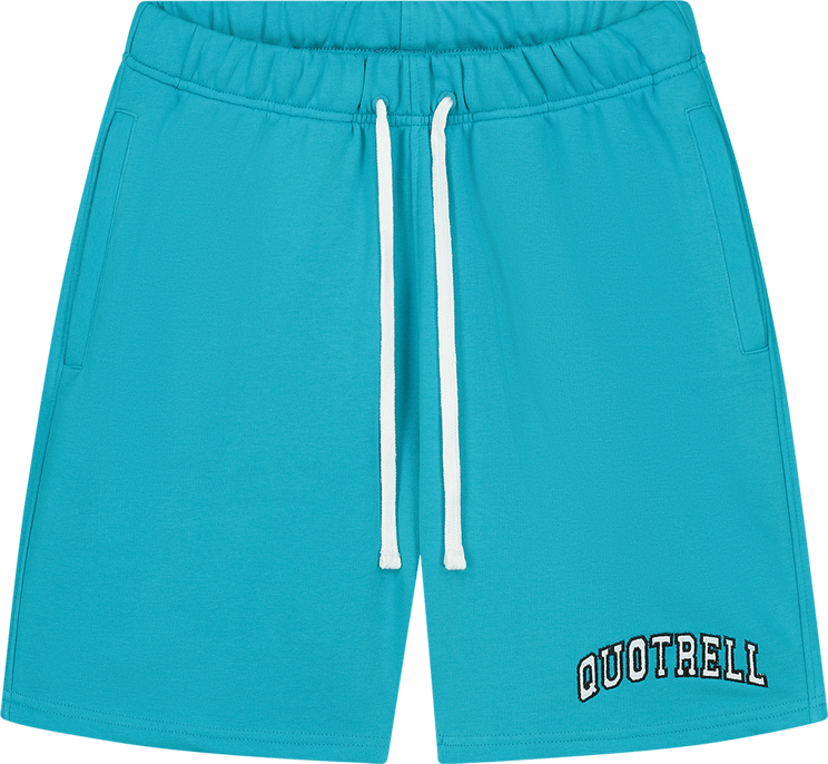 Quotrell University Shorts | Aqua/white