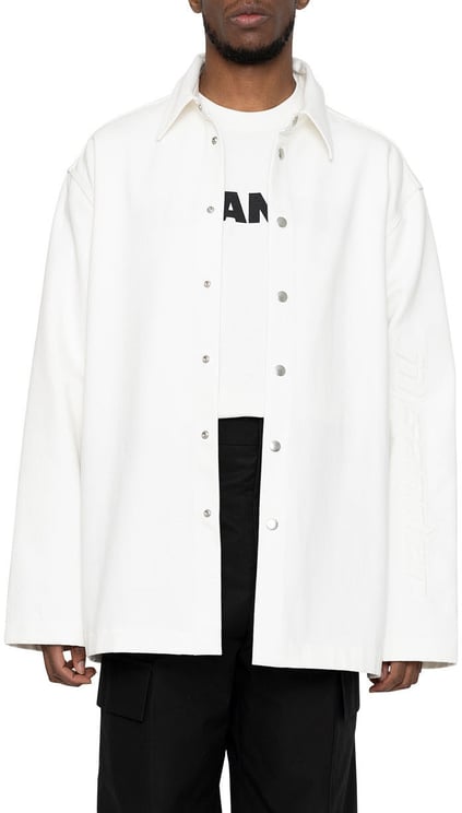 Jil Sander DIAGONAL COTTON ORGANIC DENIM PORCELAIN SHIRT WHITE