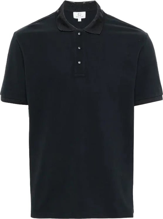 Woolrich Embossed Logo Polo Melton Blue