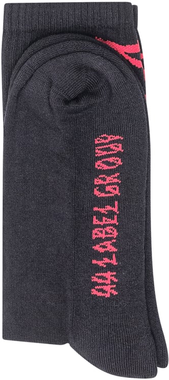 44 Label Group 44 Label Group Calze Nere con Logo Rosa