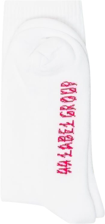 44 Label Group 44 Label Group Calze Bianche con Logo Rosa