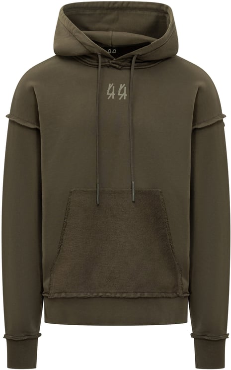 44 Label Group 44 Label Group Felpa Hoodie Verde con Logo Ricamato