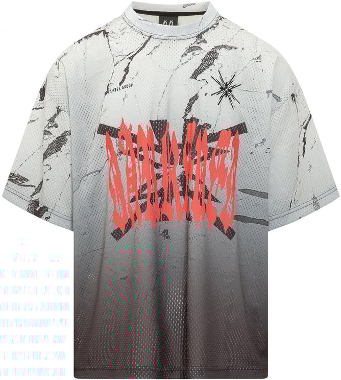 44 Label Group Maglia Soccer in Rete con Stampa Lettering