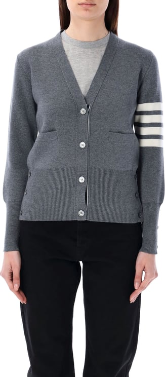 Thom Browne MILANO CLASSIC V NECK CARDIGAN W/ 4 BAR