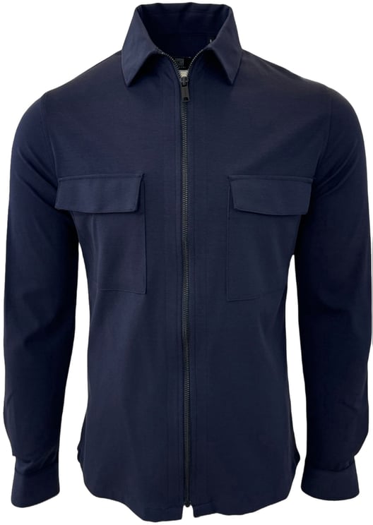 Genti Oaks shirt jacket zip navy