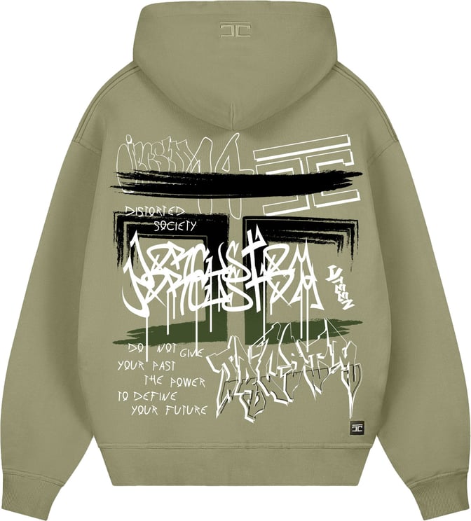 JORCUSTOM Graffiti Oversized Hoodie Olive