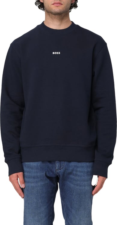 Boss sweater crewneck navy blauw