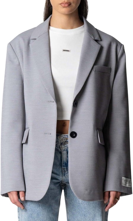Quotrell Fee Oversized Blazer | Light Grey/white