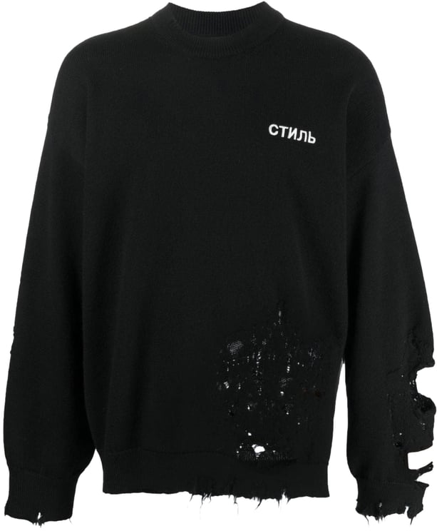 Heron Preston Ctnmb Logo Shredded Knit Sweater