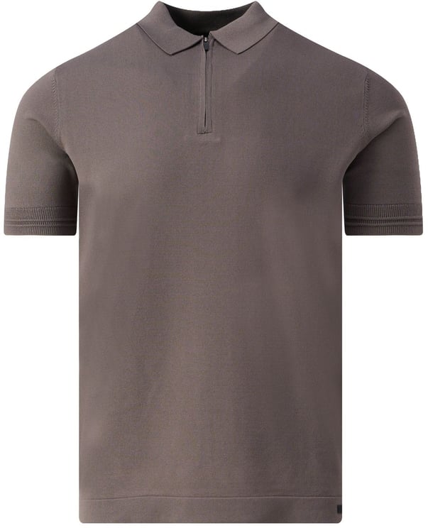 Genti Polo Zip Cool Dry Light Brown
