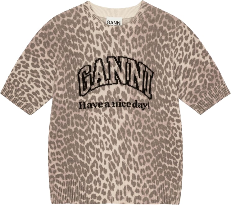 Ganni pull leopard logo