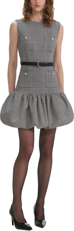 Self-Portrait dress check black and white