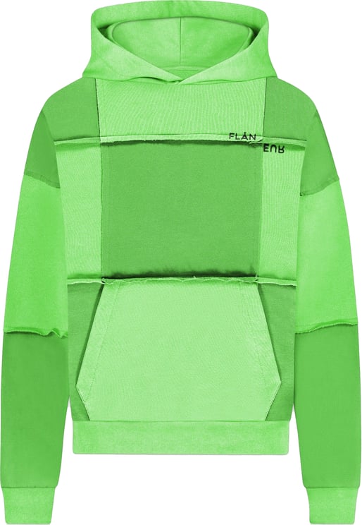 FLÂNEUR Cut & Sew Hoodie | Neon Green