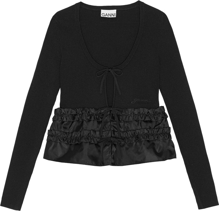 Ganni blouse top black